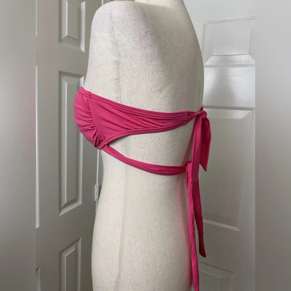 Tommy Bahama Womens Bandeau Bikini Top Halter Size Medium Pink Padded - Picture 3 of 5